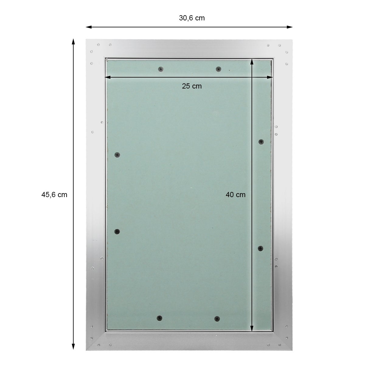 ECD Duitsland Toegangspaneel/Toegangsdeur met gipsplaatinzetstuk 250x400mm, 12,5mm gipsplaat, Aluminium frame, Toegangsdeur/Onderhoudsluik/Reinigingsluik/Onderhoudsopening, Geschikt voor vochtige ruimtes, Gipsplaatconstructie