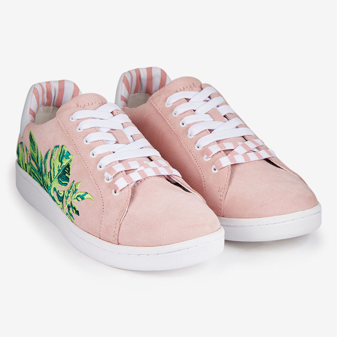Mellow Yellow Sneakers en Velours de Cuir Faleaf roses