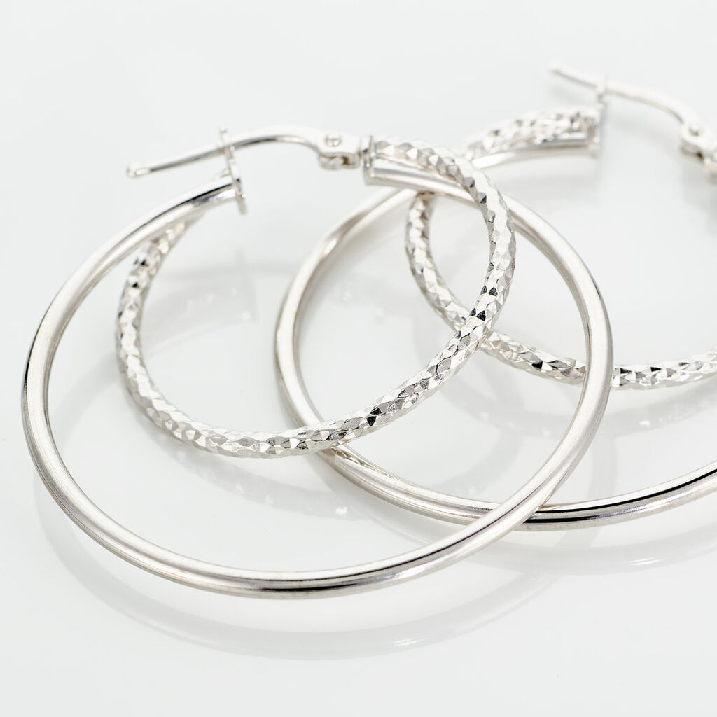 Créoles Argent Blanc Marjorie