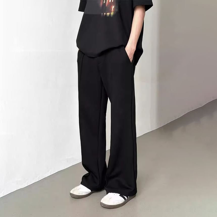 DragonRoad - Mid Rise Plain Straight Leg Sweatpants