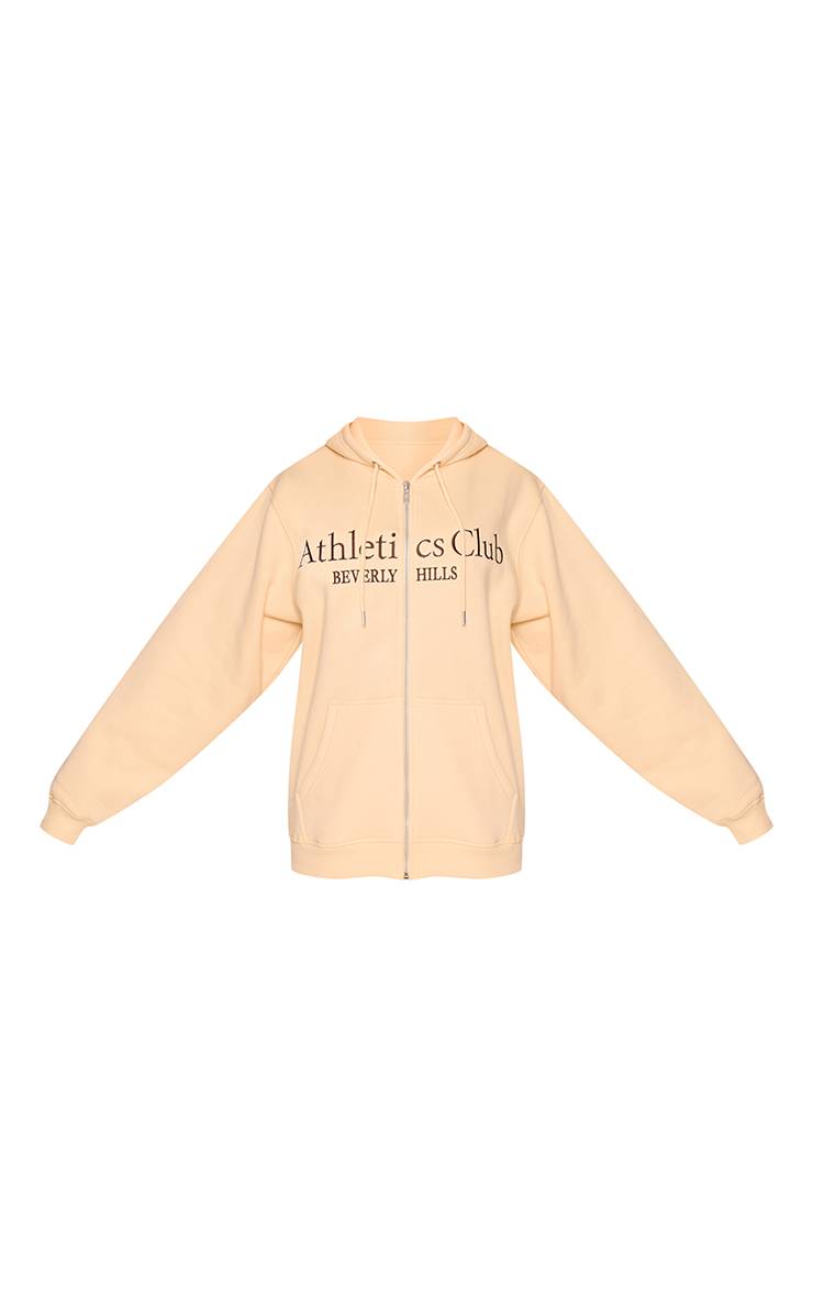 Butter Cream Sweat À Casynthétiqueche Zippé Brodé Athletics Club Couleur Crème
