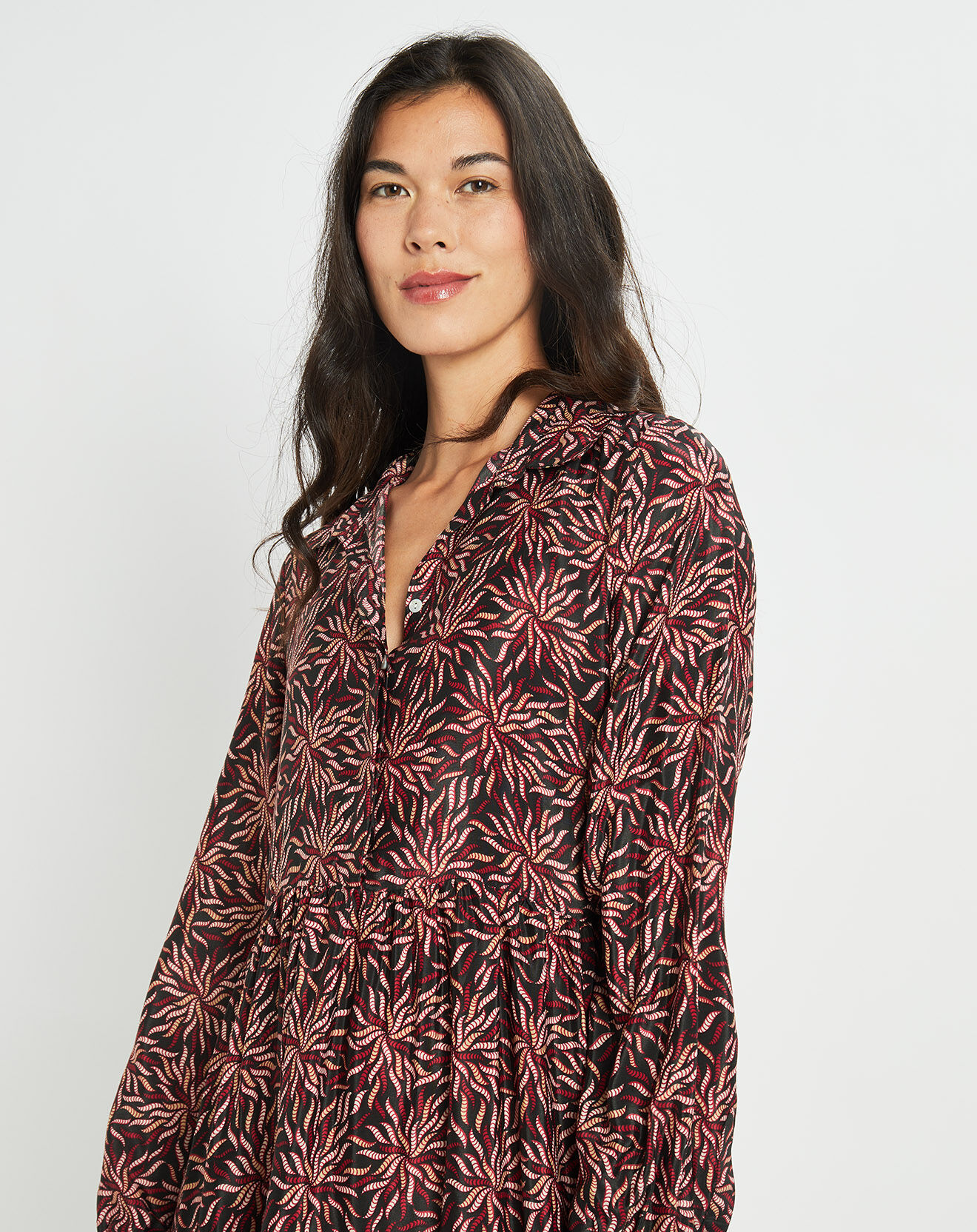 Lauren Vidal Robe en Soie mélangée Soan imprimée étoile rouge/noir