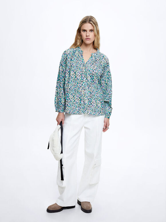 Camisa com estampa floral - Multicolorida