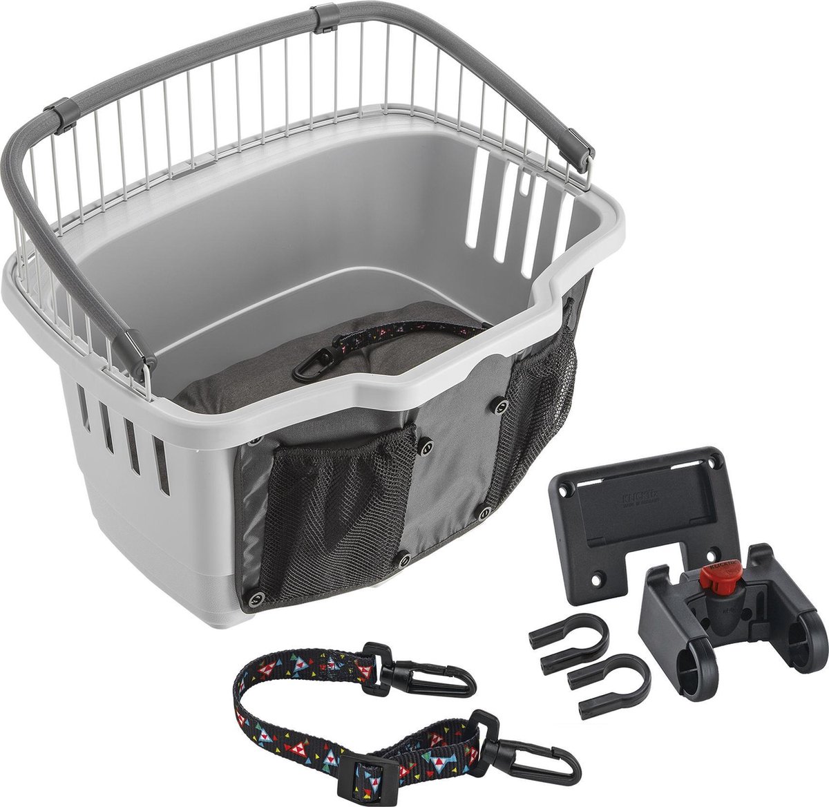 Ferplast Atlas Bike 20 Rapid, caixa de transporte para bicicletas, para cães de pequeno porte até 7 kg, com alça de segurança e almofada, grade protetora, 47 x 35,5 x 34,5 cm, cinza.
