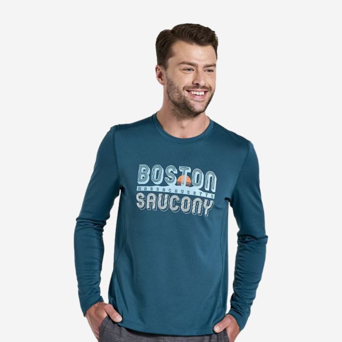 Saucony Herre Mellemlag Stopwatch Graphic Long Sleeve Grøn