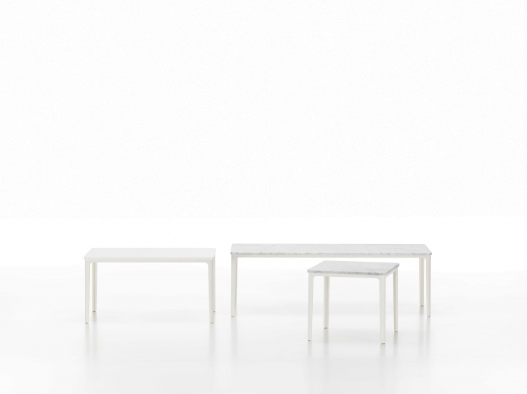 Vitra Plate salontafel 71x71 wit marmer, onderstel wit