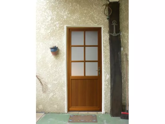 Porte De Service Bois Vitree Naxos, H,200xl,80 P,gauche + Poignee Et Barillet (ref 01245f924) Cotes Tableau Gd Menuiseries