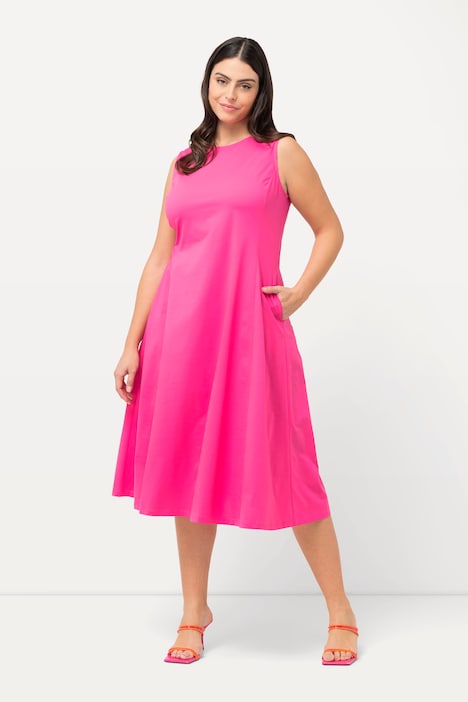 Midikleid, A-Linie, Rundhals, ärmellos, Taschen