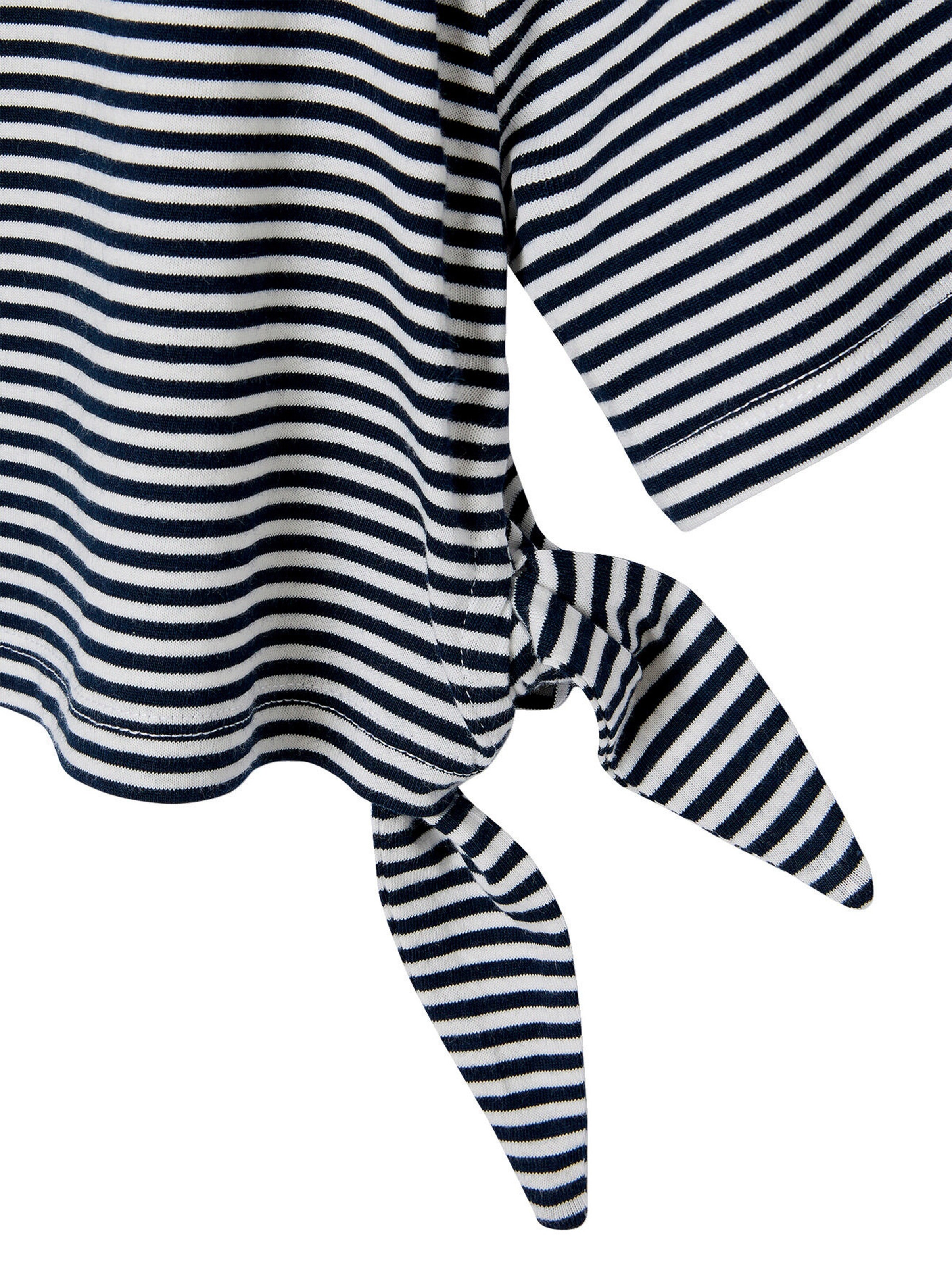 Vertbaudet Gestreiftes Mädchen Cropped-T-Shirt mit Zierschleifen marine