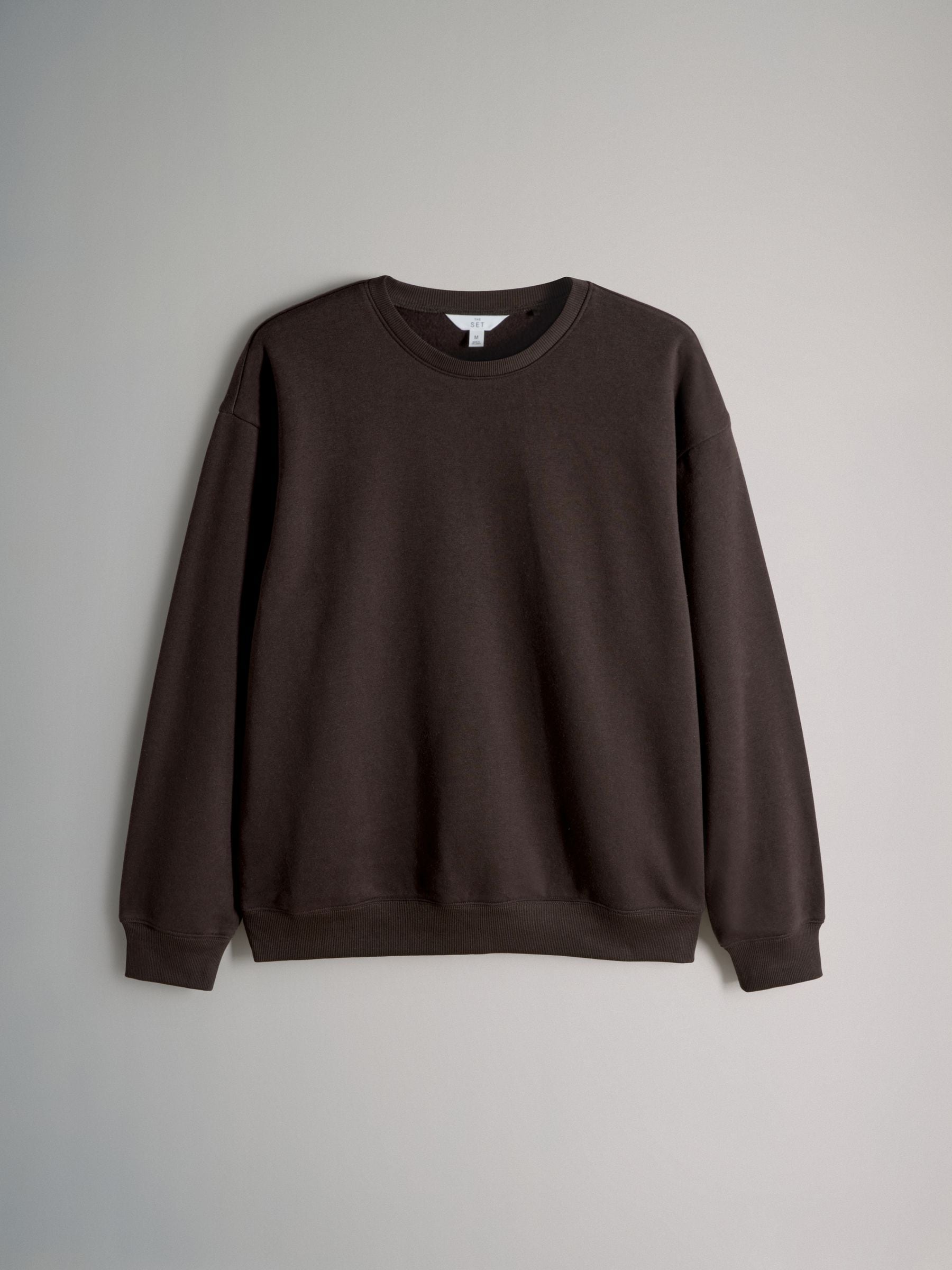 Chocoladebruin/Taupebruin/Crème - The Set set van 3 ruimvallende sweatshirts met ronde hals