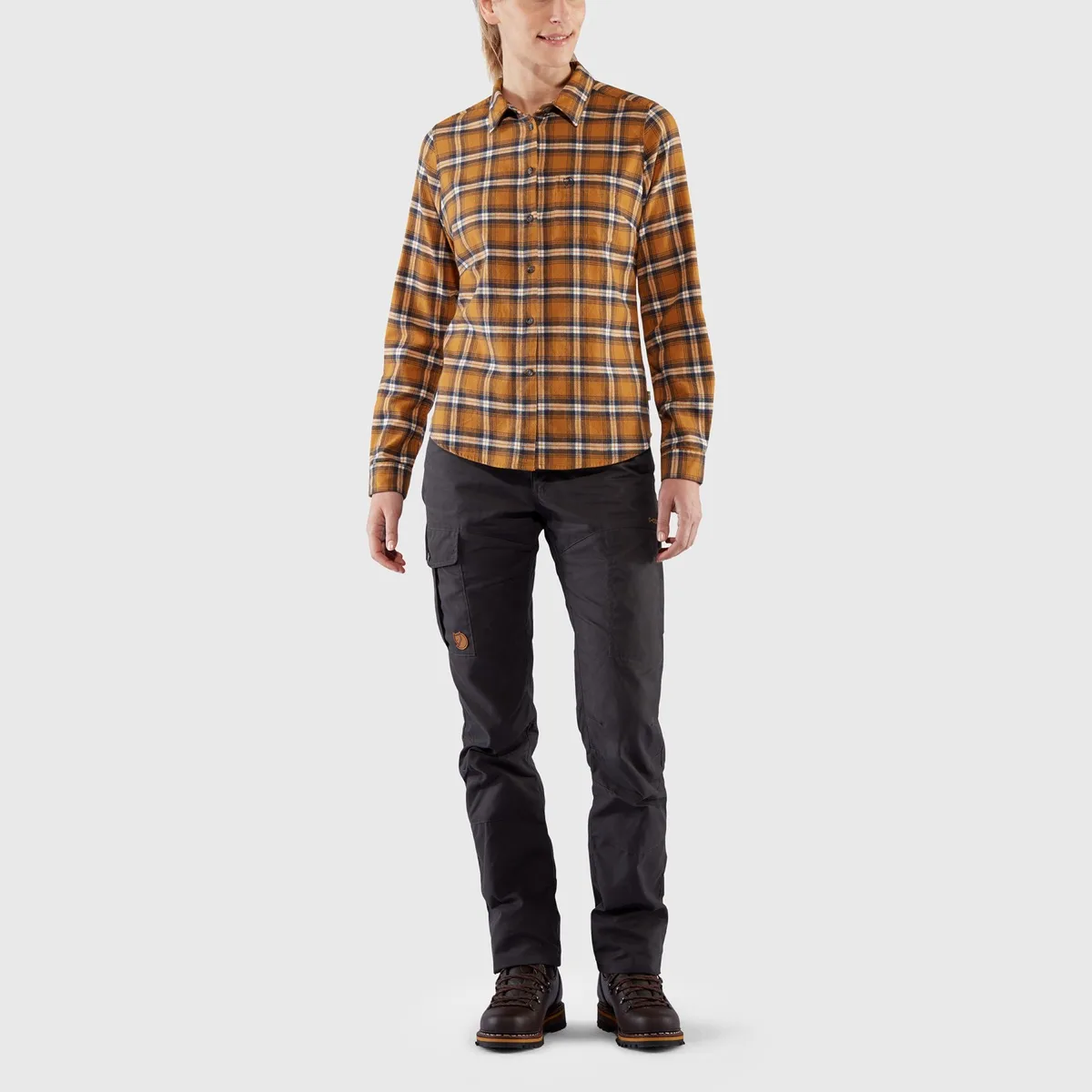 Fjällräven Women's Övik Flannel Shirt Deep Forest-Patina Green