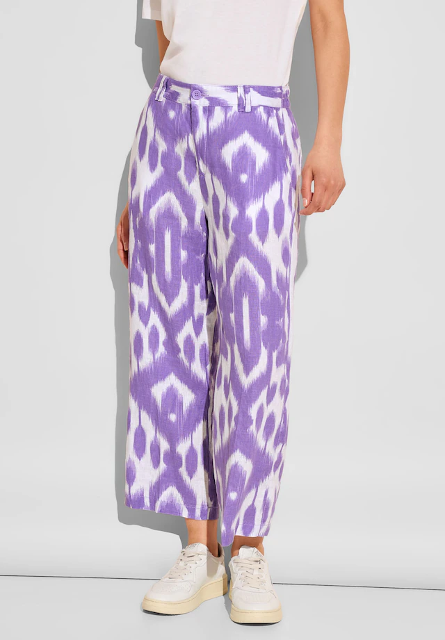 STREET ONE Leinenhose  Sommerhose mit Ikat Muster