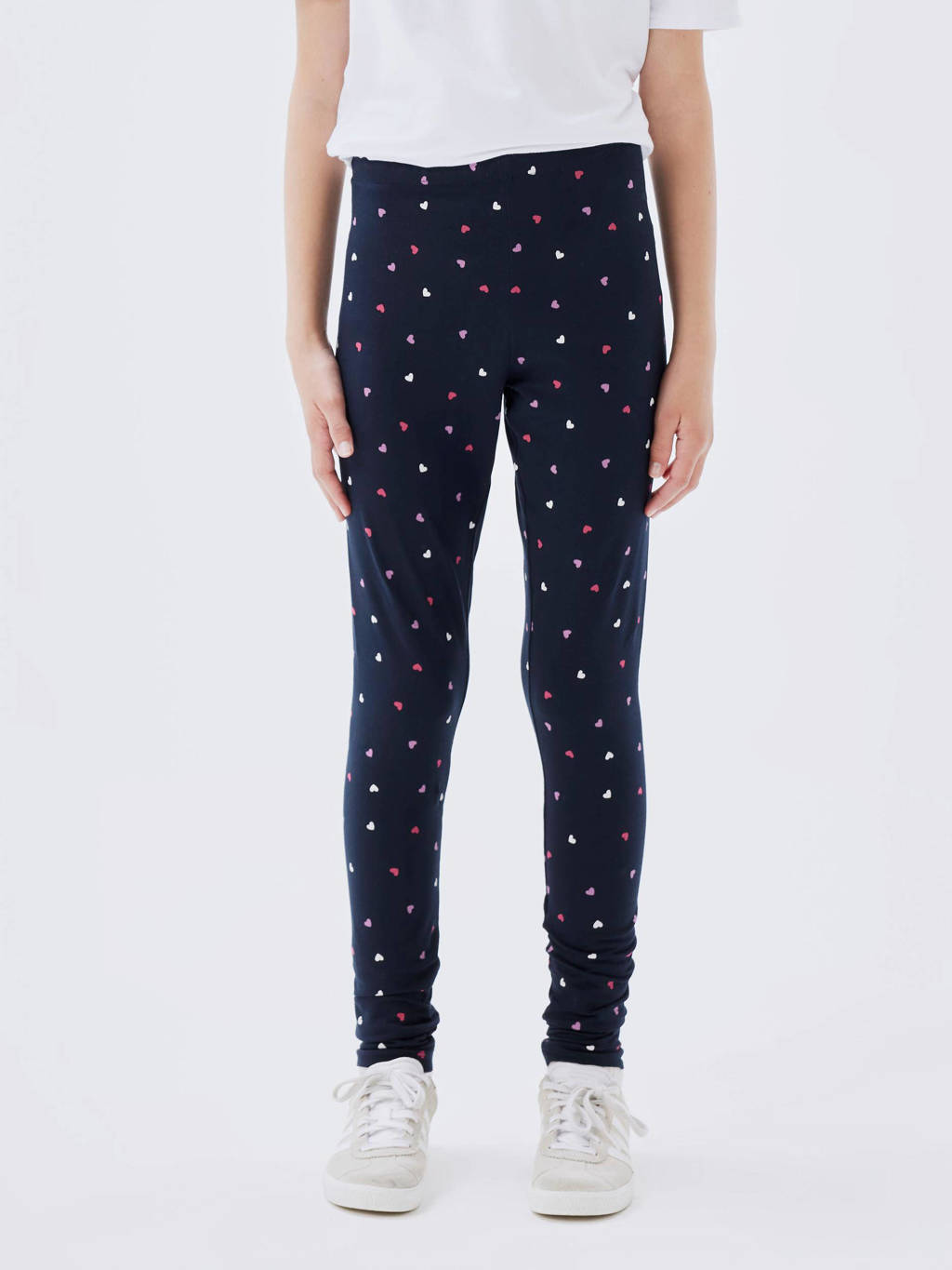 NAME IT legging NKFVIVIAN met all over print - set van 2 paars/donkerblauw