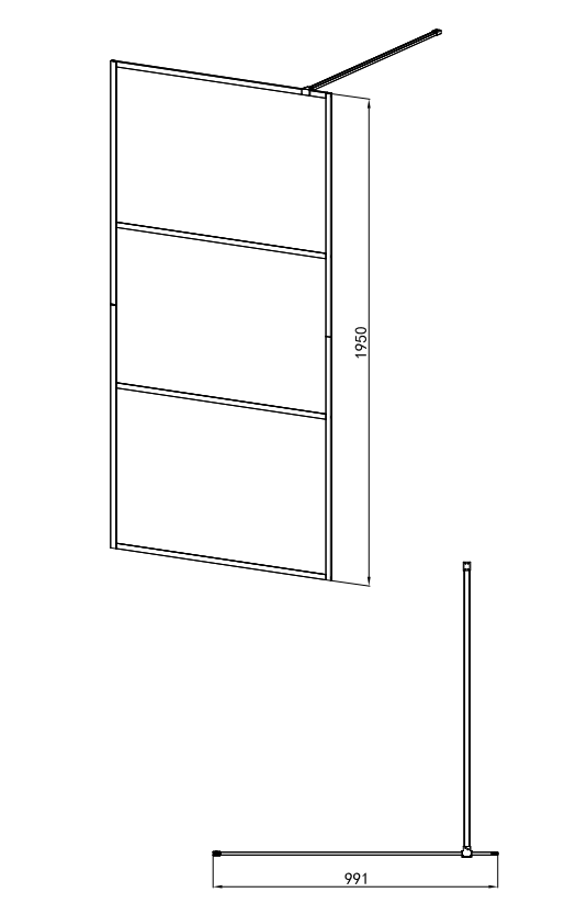 Badstuber Femm douchewand met privacyband 100x195cm chroom