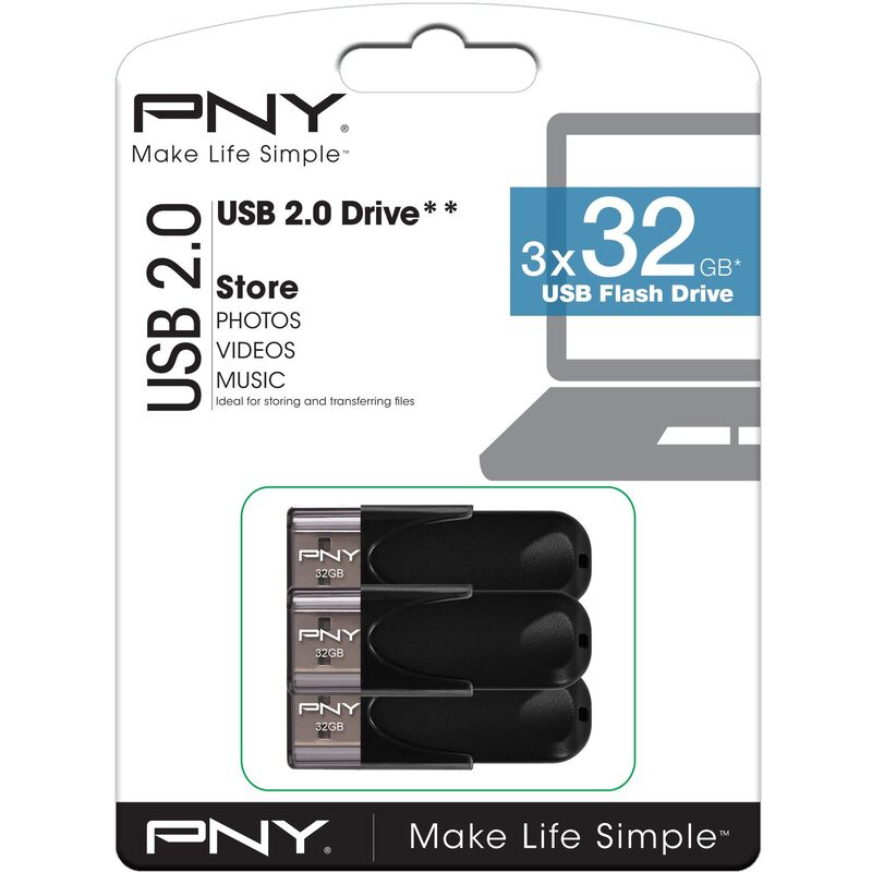 PNY USB-Stick Attaché 4, 32 GB, USB 2.0, 3 Stück