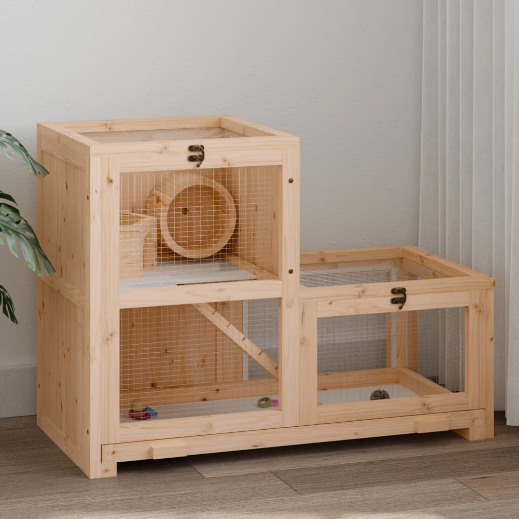 gaiola para hamster vidaXL em madeira maciça de abeto, 81x40x60 cm