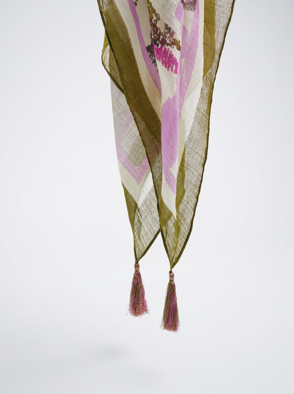 Lenço quadrado estampado - Rosa