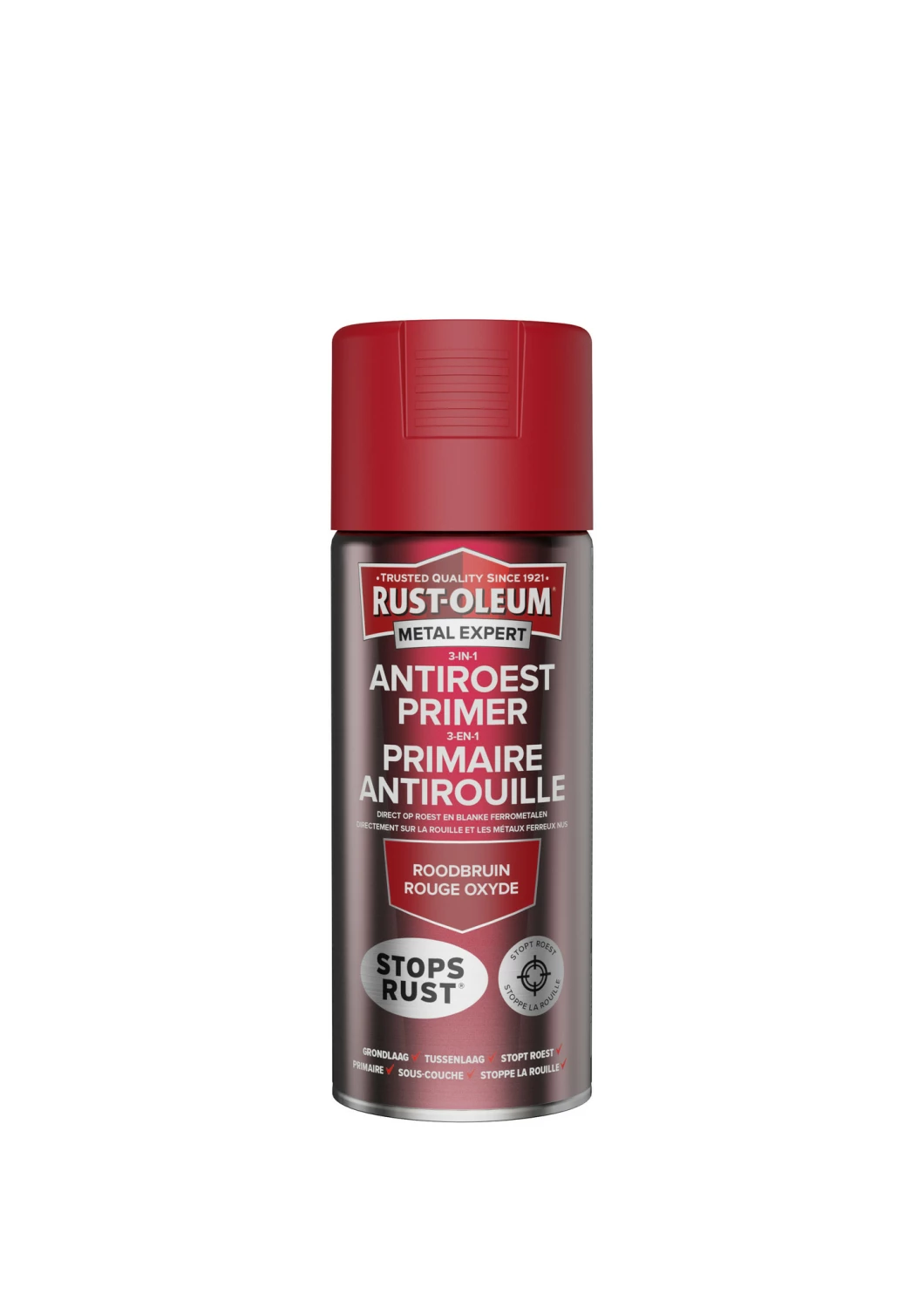 Rust-Oleum 3-In-1 Antiroest Primer - RAL 3000 roodbruin - 0,25L