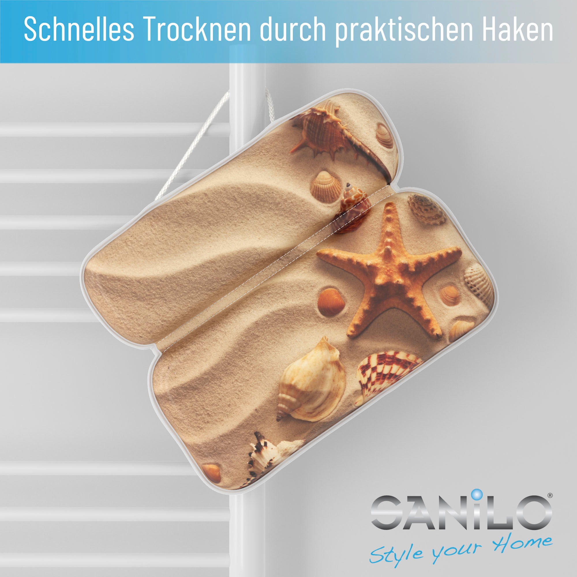 Sanilo Nackenkissen »Badewannenkissen Sanibel« bequem, rutschfest, kräftige Farben, mit 7 starken Saugnäpfen