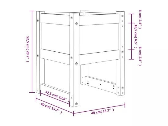 Jardinière bac lit surélevé bois marron 40 x 40 x 52.5 cm 02_0038960