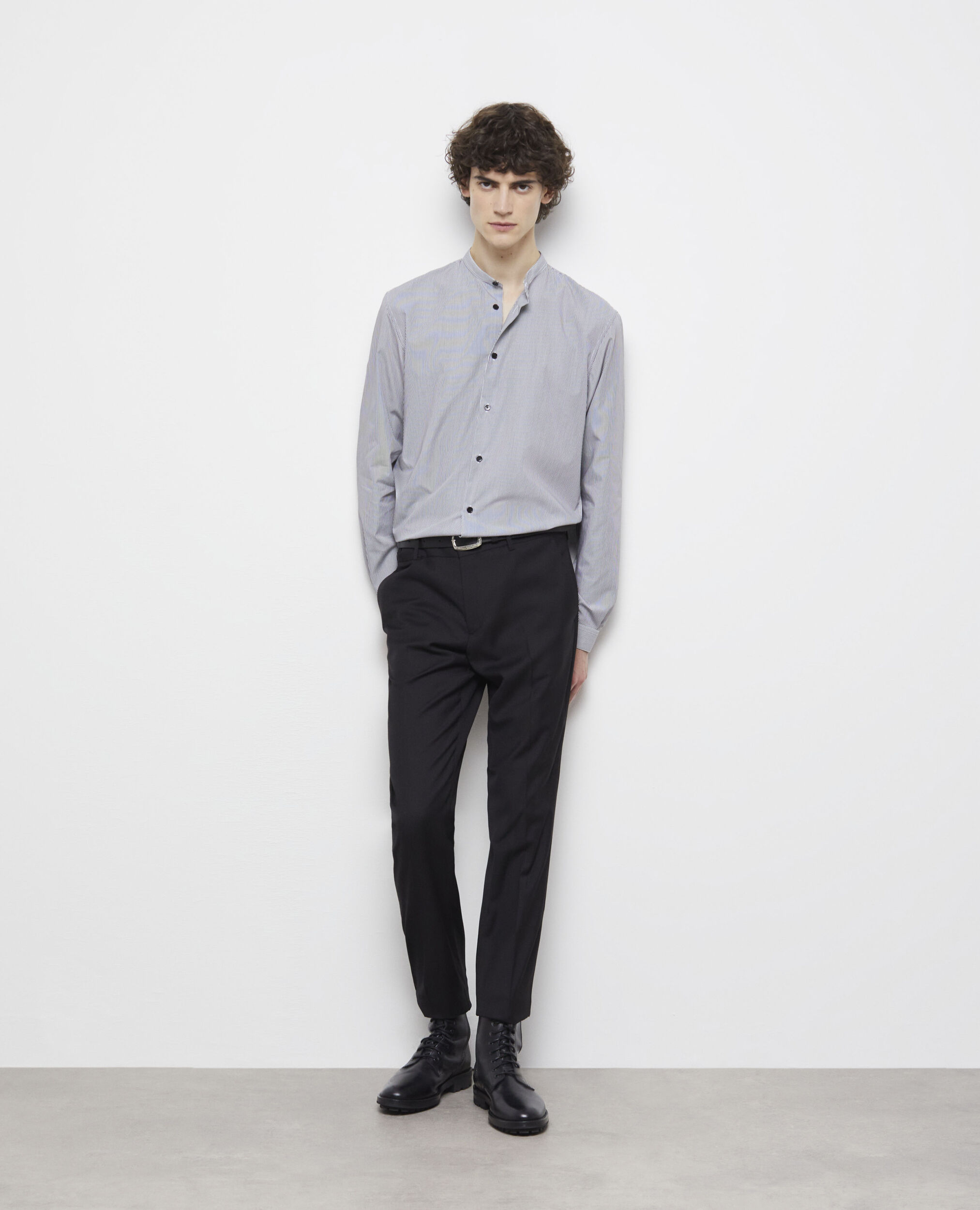 Chemise col officier slim à rayures