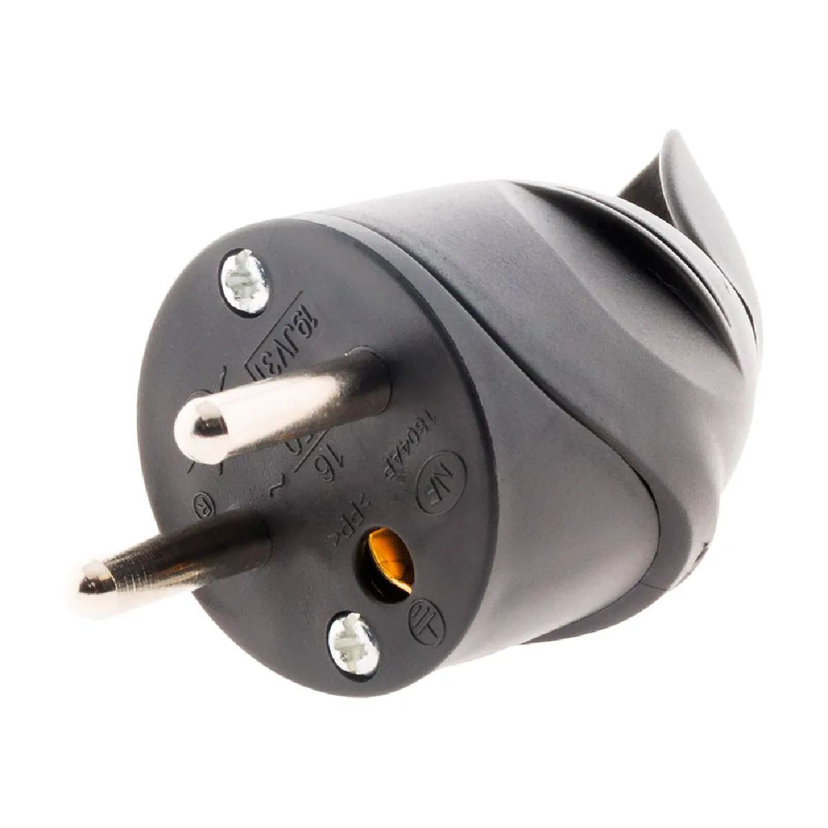 Zenitech Fiche mâle coudée 2P+T 16A - Lot de 10 - Noir