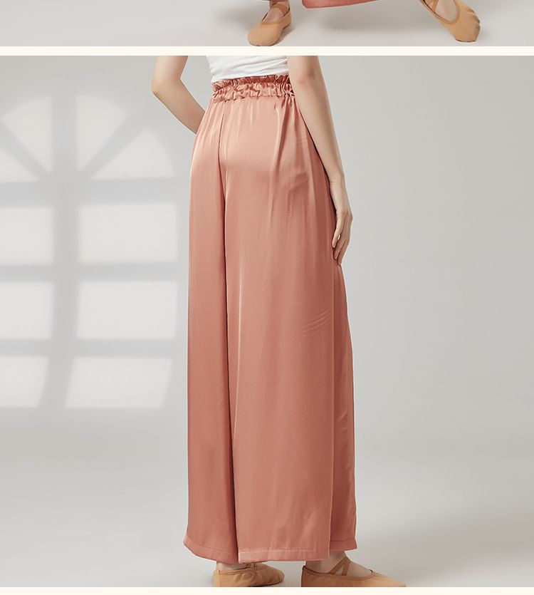 Cossita - Hoge taille, effen cropped, wijde dansbroek