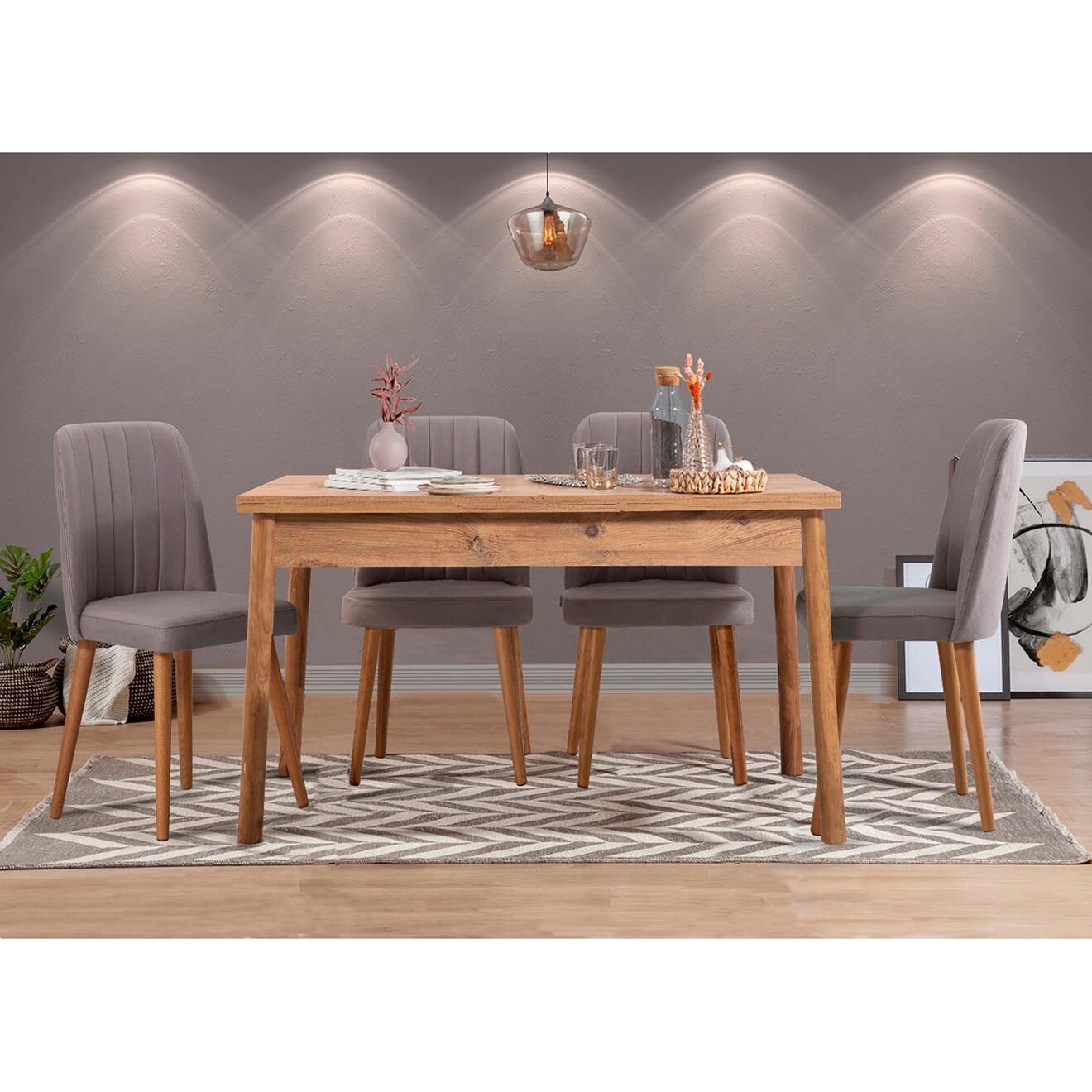 Homitis Ensemble Table + 4 Chaises Costa 0701 beige/gris