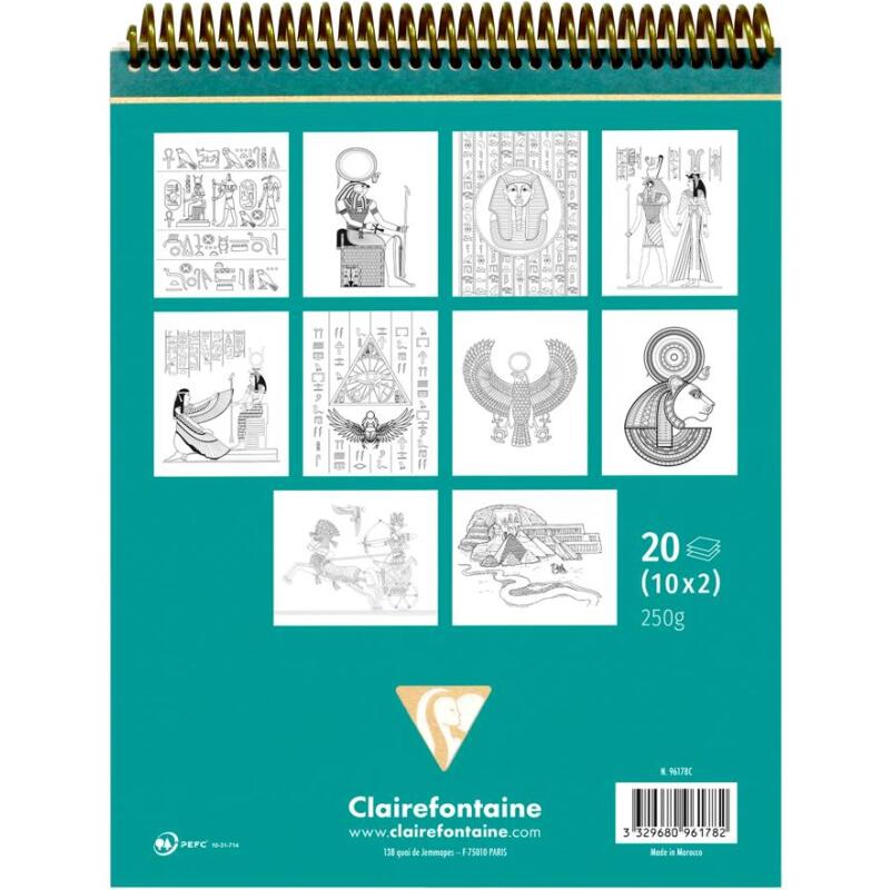 COLORIAGE, Bloc de 20 feuilles 250g/m2 au format 25x20cm - Egypte 1