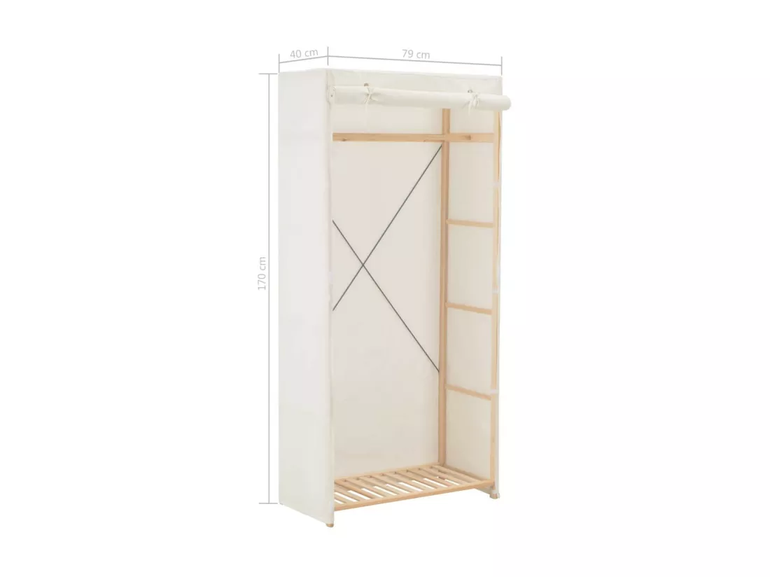 Garde-robe Blanc 79 x 40x170 Tissu 2
