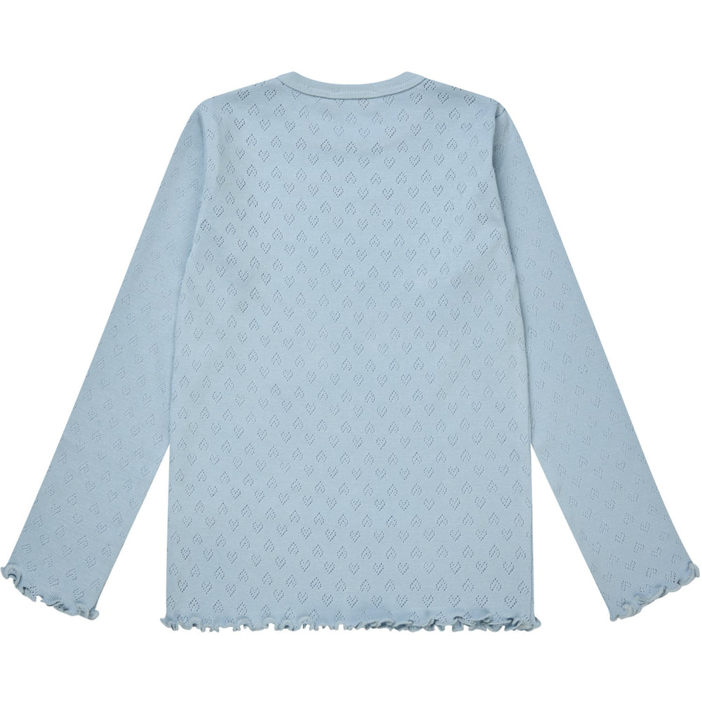 Køb COPENHAGEN COLORS Dusty Blue Pointelle Heart Ls Tee