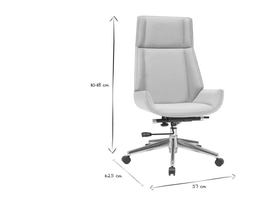 Fauteuil de bureau de direction design en tissu gris clair, bois clair et acier chromé CURVED