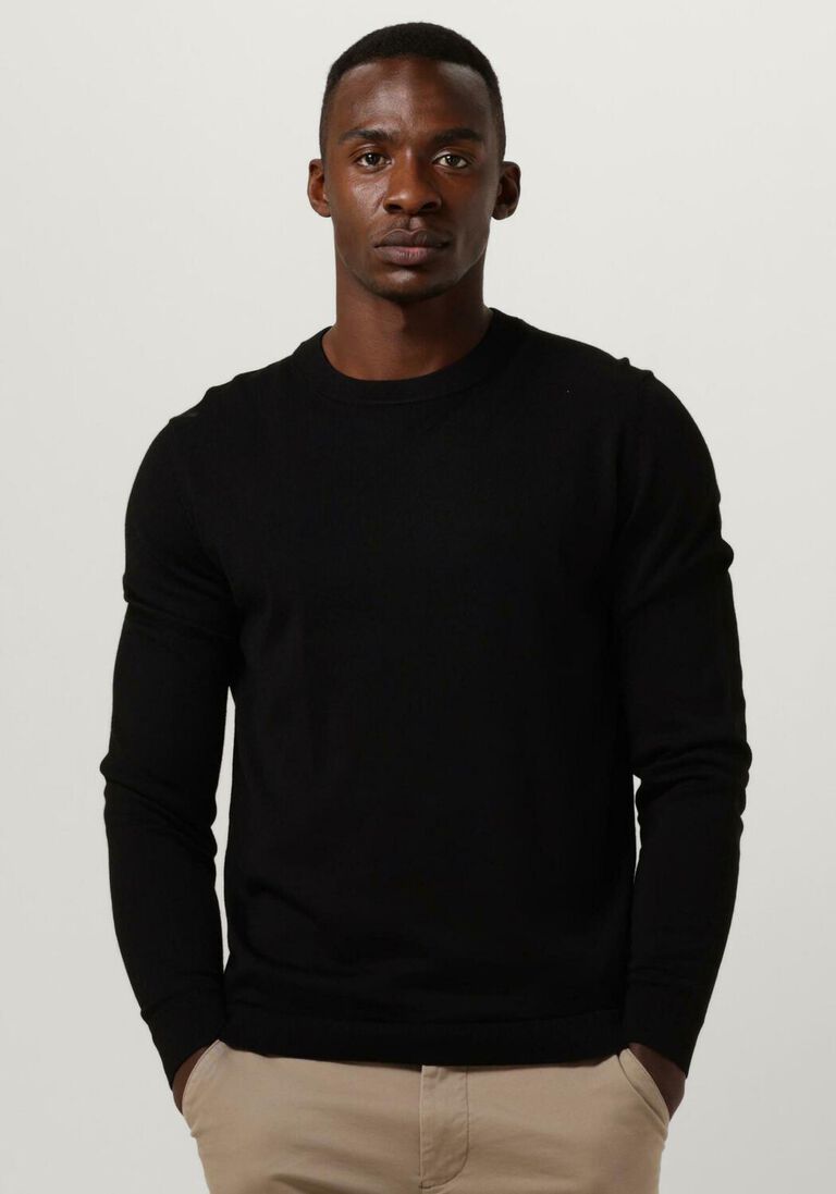 SELECTED HOMME zwarte selected homme trui slhtown merino coolmax knit crew