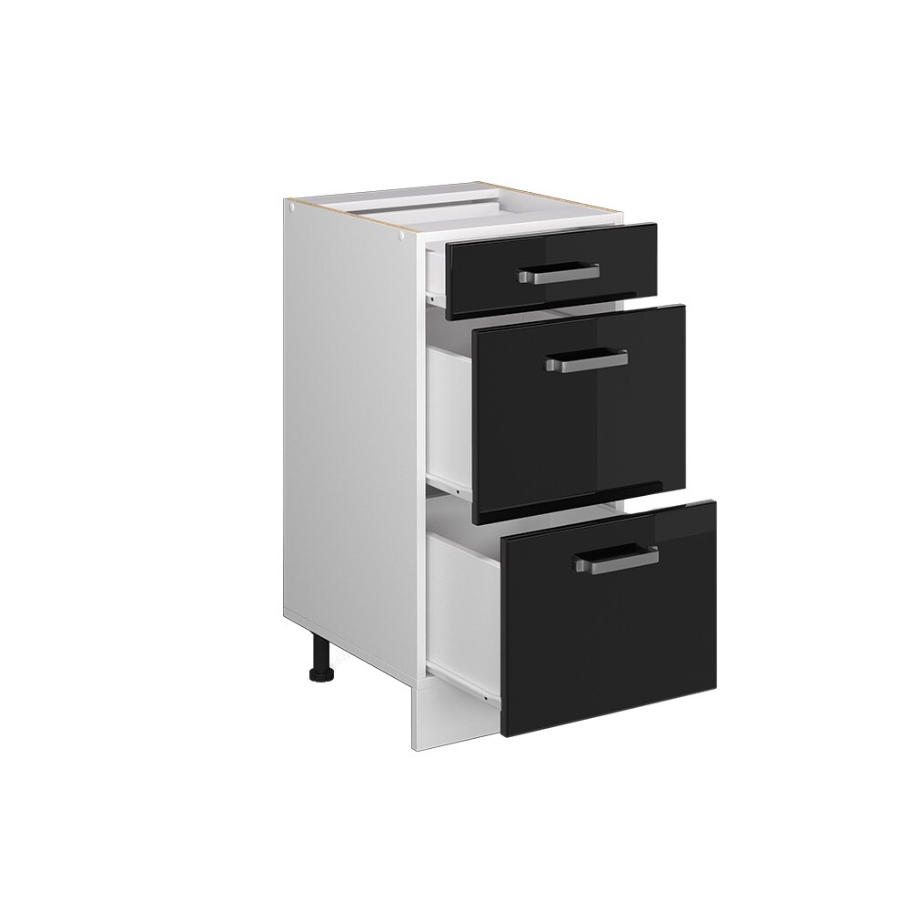 Vicco Schubladenunterschrank Küchenschrank R-Line Solid Weiß Schwarz 40 cm modern