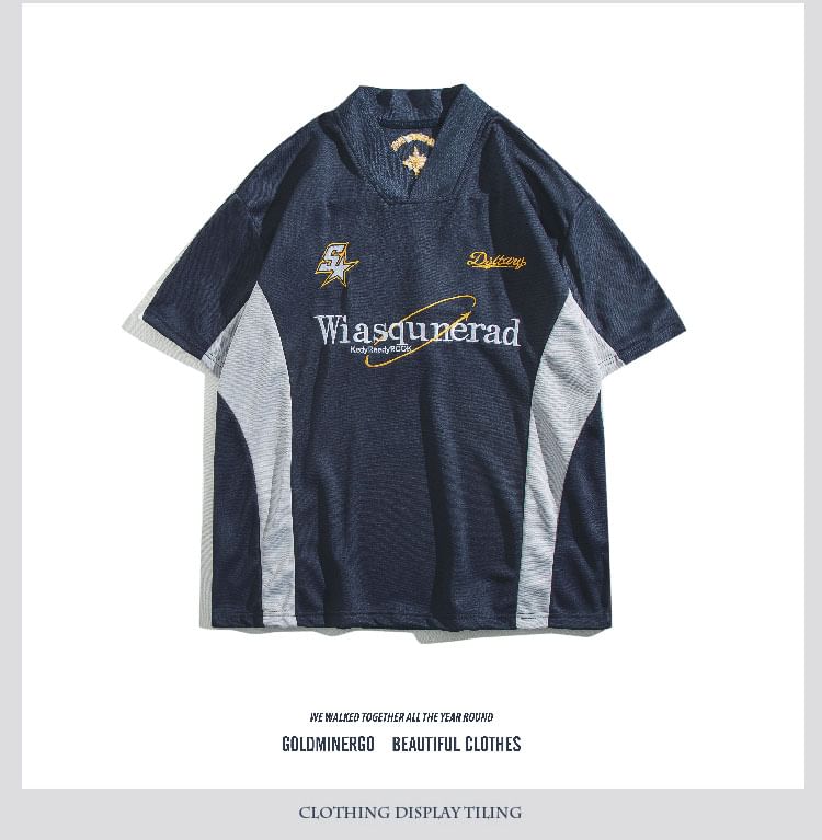 Yelmenor - T-shirt met korte mouwen, V-hals en letters