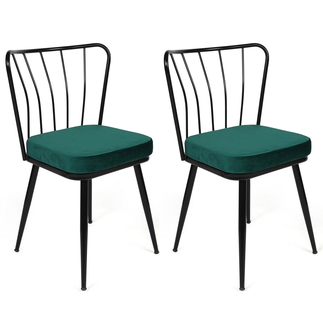 Wooden Art 2 Chaises Yildiz vert/noir - 43x82x42 cm