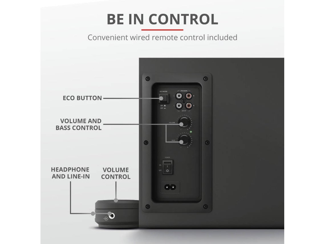 COLUNAS TRUST YURI SPEAKER SET 2.1