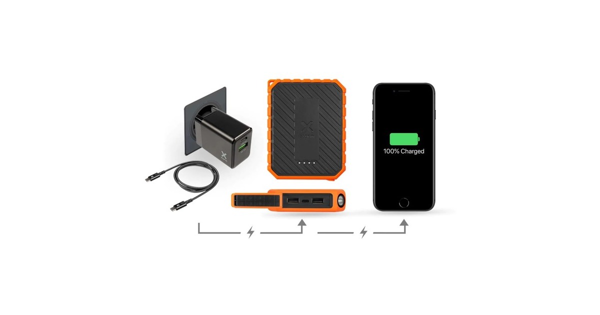 XtormXtreme Powerbank Rugged 18W - 10.000 mAh  (Oranje/zwart, IP65)