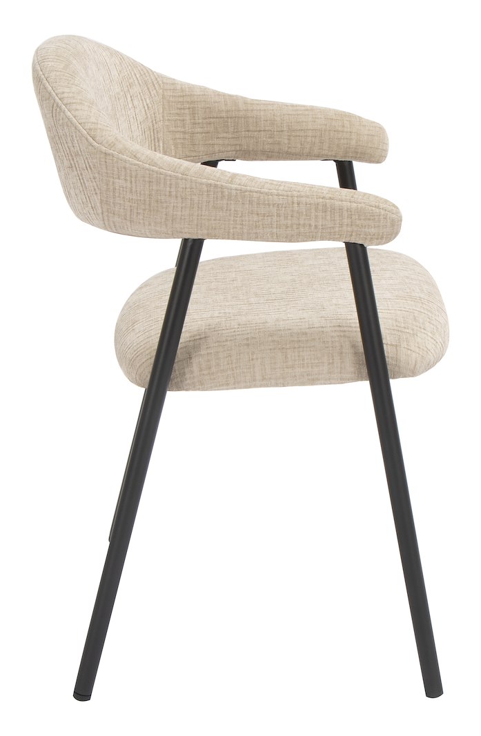 Walter spisestol i tekstil Over the Horison 08 Beige med Sortlakkerte stålben