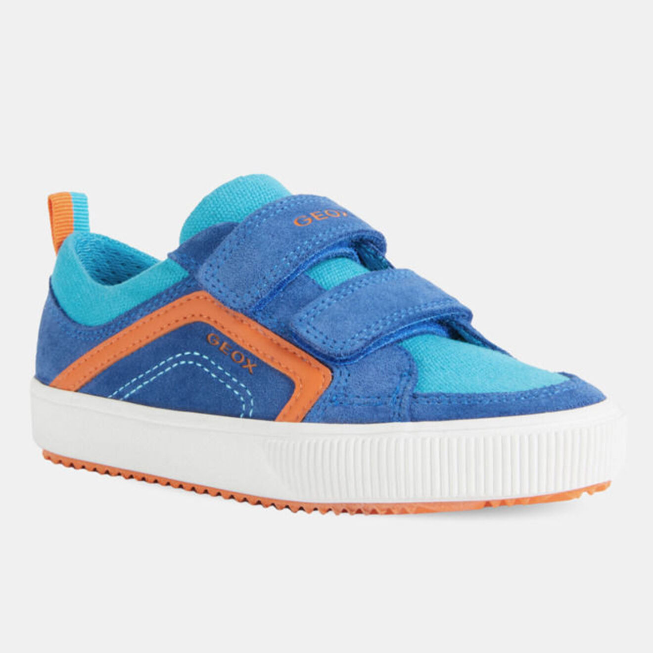 Geox Baskets en Velours de cuir & Textile Alonisso bleu/orange