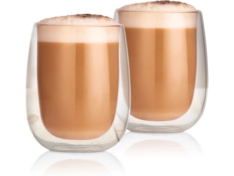 GOURMETmaxx Cappuccino Becher 250 ml, 2 Stück, Transparent Cappuccino-Thermogläser