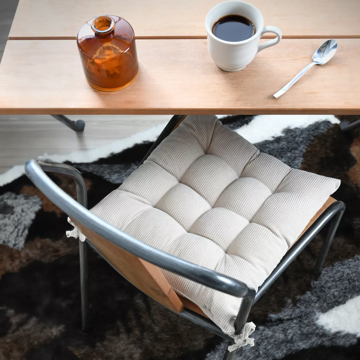 Coussin de chaise carré velours (38 x 38 cm) Dandy Beige