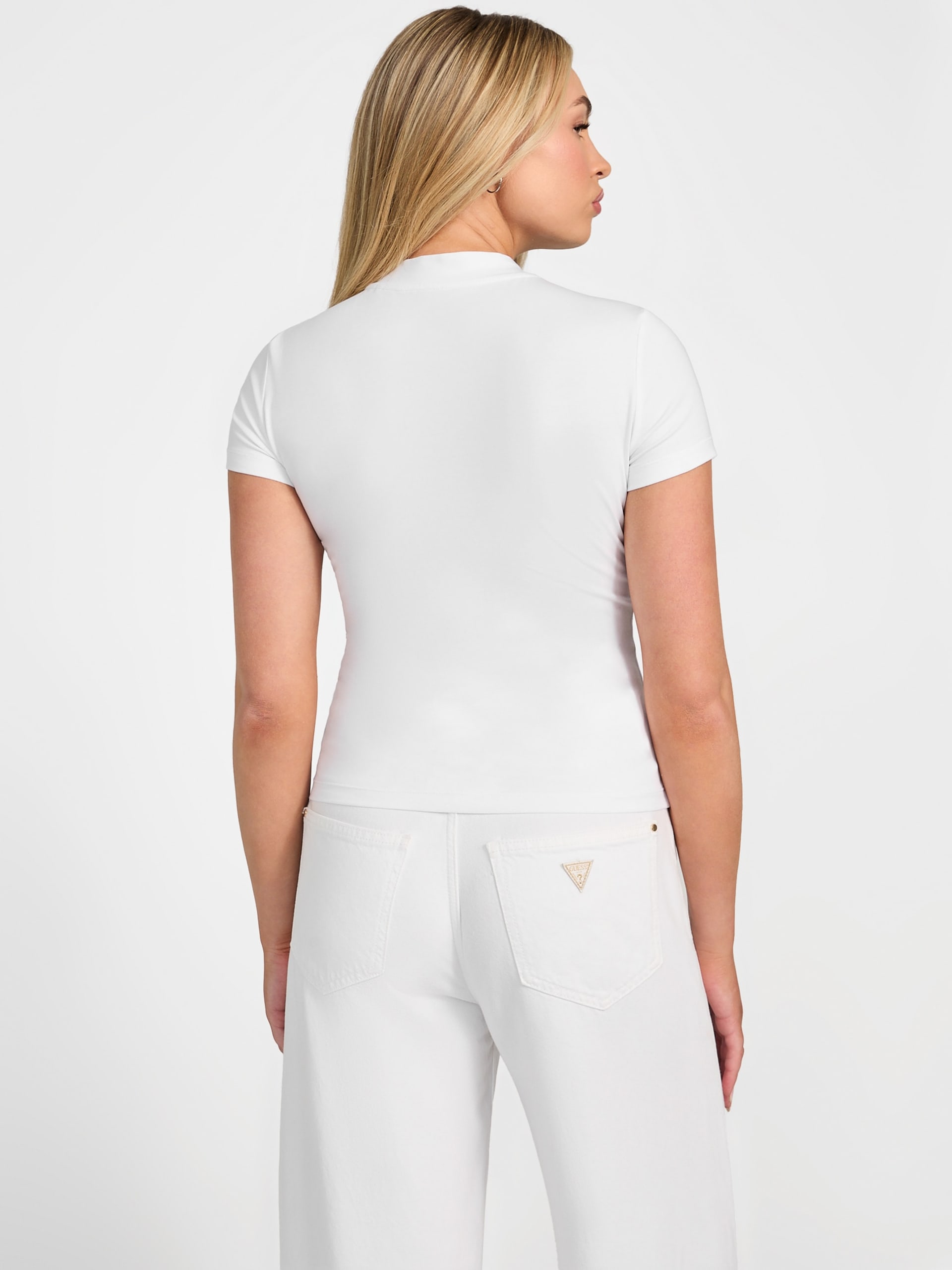 Camiseta de gola alta com strass Quattro G
