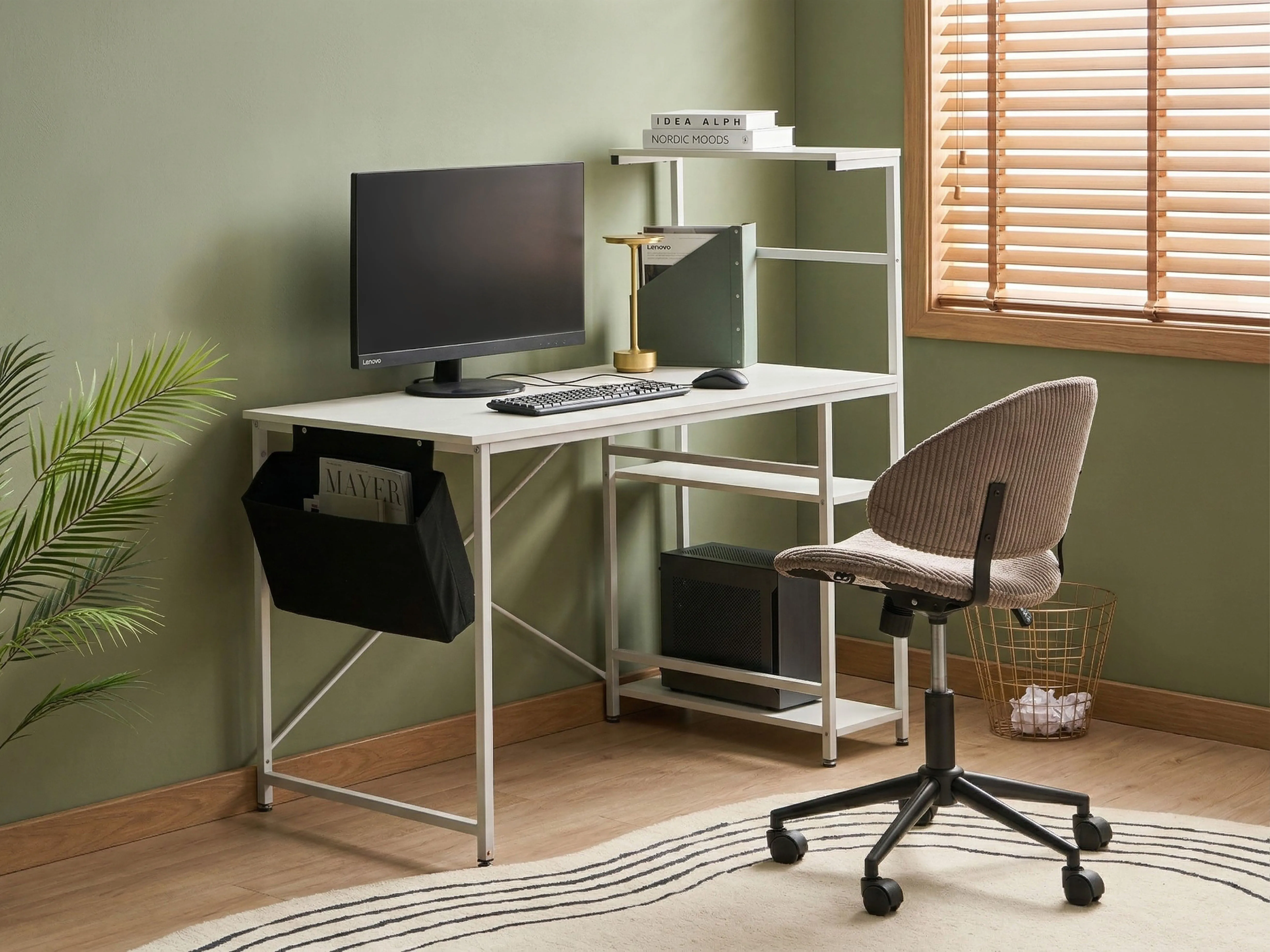 Bureau ARAMINGO Wit 120 cm 60 cm met opbergruimte