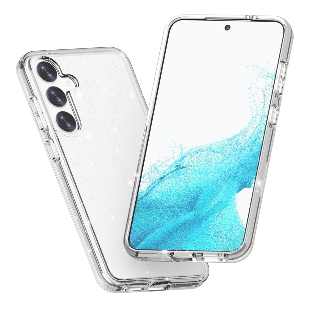 Samsung Galaxy S24 Hybrid Hardcase Schutzhülle im Glitzer Design - Silber / Transparent