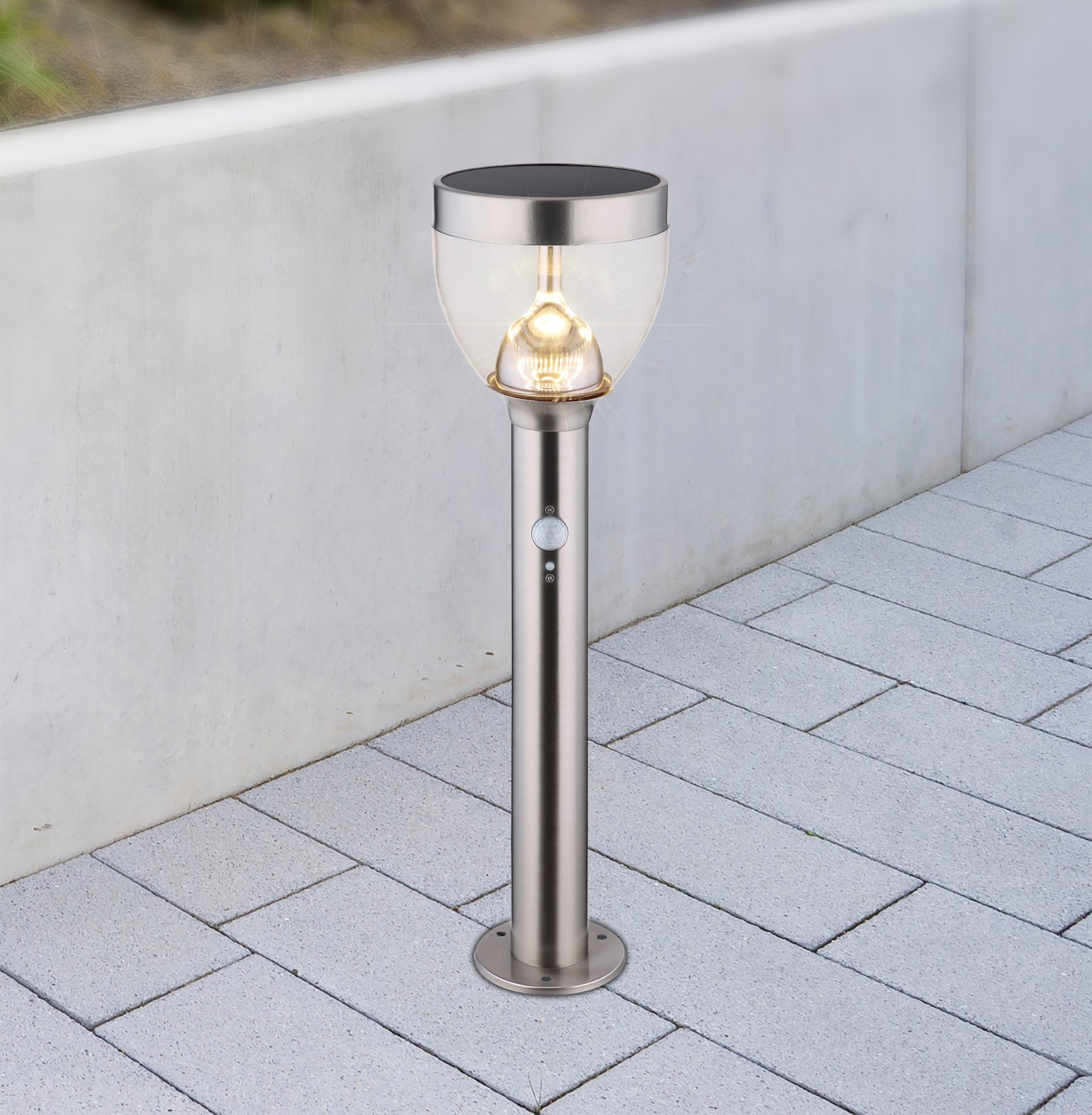 LED-Solarleuchte - grau - mit Timer - 55 cm hoch
