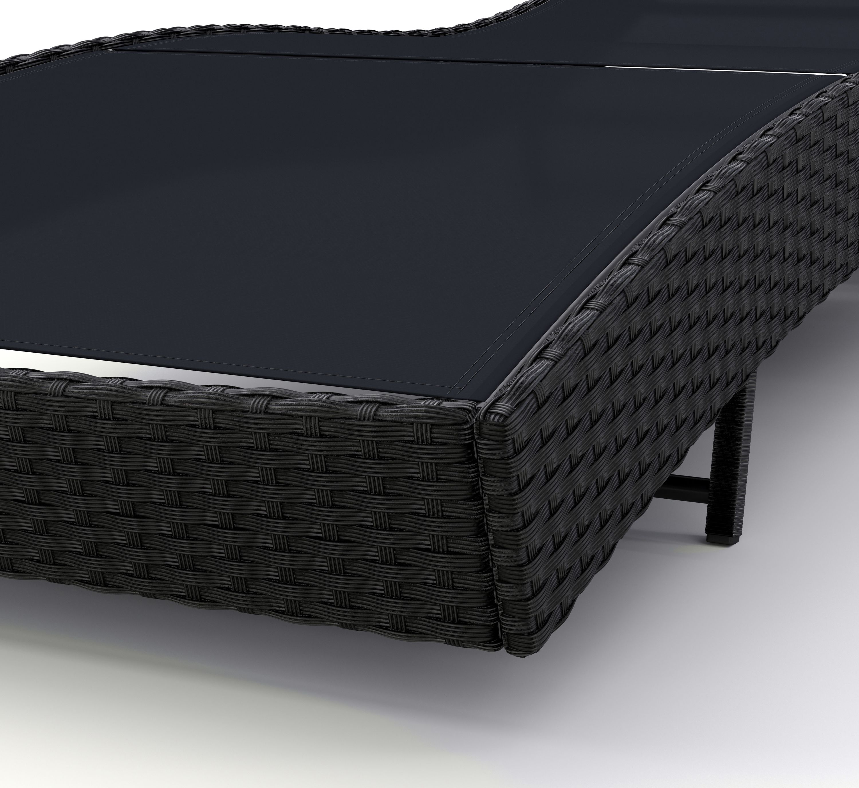 Liegestuhl Rattan WAVE schwarz