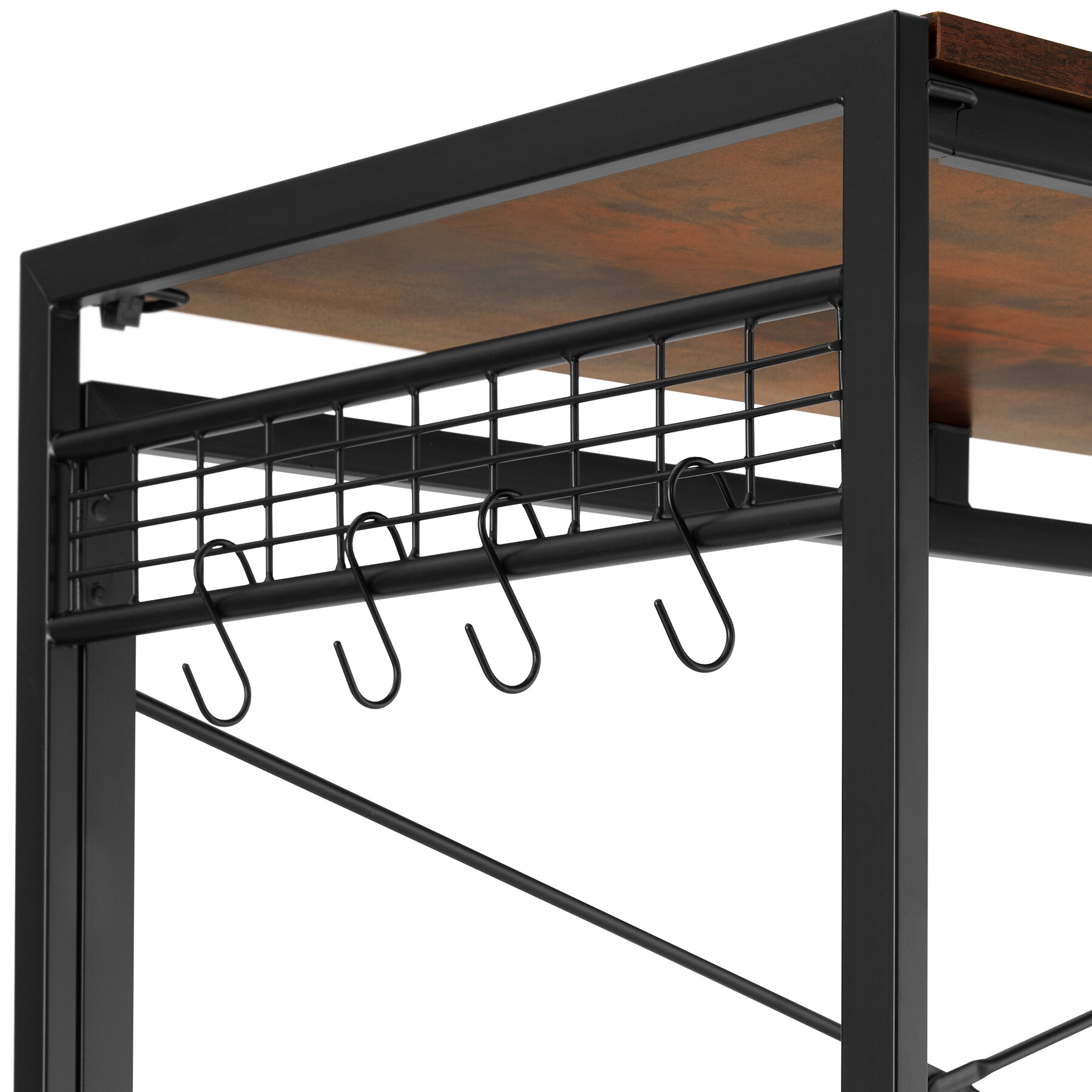 tectake® Schreibtisch, Industrial Style, klappbar, mit seitlichen Gitterflächen und 8 Haken, 102 x 51 x 77 cm
