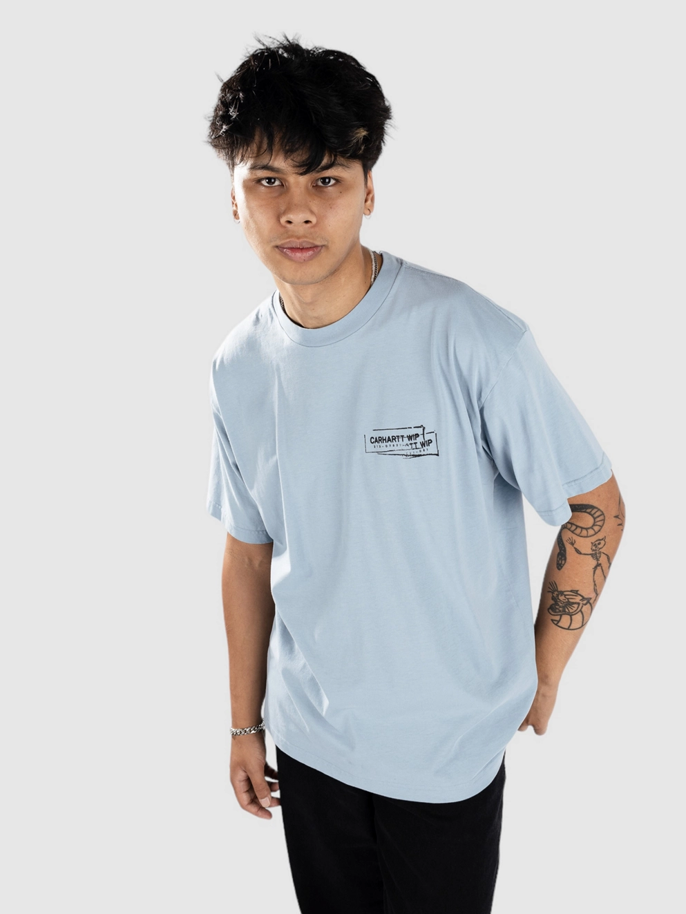 Carhartt WIP Stamp T-Shirt misty sky/black stone