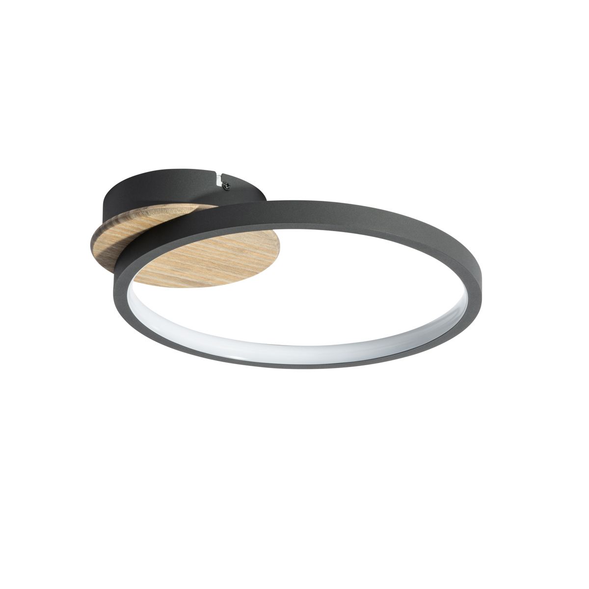 Moderne plafondlamp zwart met hout incl. LED 3-staps dimbaar - Alec